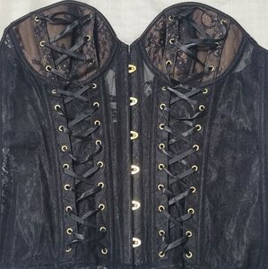 Adore Me Black Lace Corset with Gold Accents